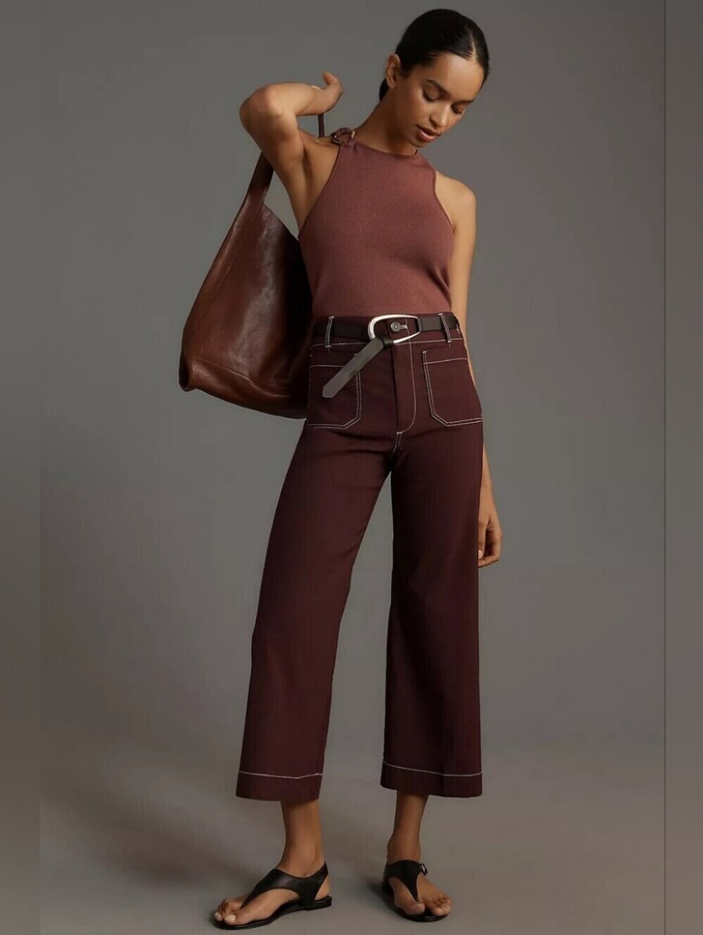 Maeve The Colette Crop Wide-Leg Pants: Contrast-Stitch Edition 26p Magic Fabric